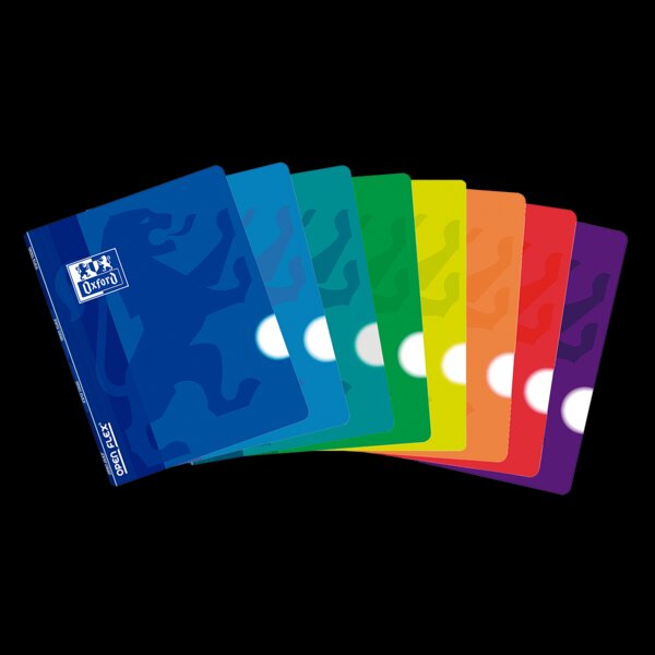 LOT de 10 Oxford School Cahier agrafé Openflex A4 - Couverture plastique robuste - 48 feuilles lisses - Format A4 - Couleurs assorties
