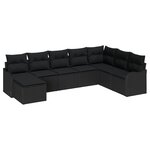 Ensemble Canapés Jardin 8 Pièces avec Coussins Noir Poly Rattan