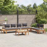 Ensemble de banc de jardin vidaXL 5 pièces avec coussins en bois massif Teck