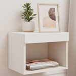 vidaXL Table de chevet murale avec lumières LED blanc