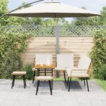 Ensemble de salon de jardin 4 pièces avec coussins en poly rattan naturel