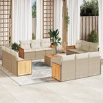 vidaXL Salon de jardin avec coussins 13 Pièces beige résine tressée