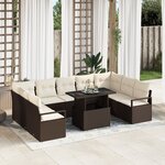 vidaXL Ensemble de canapé de jardin 10 pièces avec coussins marron