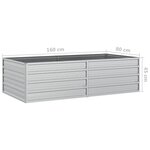 vidaXL Lit surélevé de jardin 160x80x45 cm Acier galvanisé Argenté