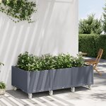 vidaXL Jardinière à roulettes gris 150x80x54 cm PP