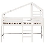 vidaXL Lit superposé et échelle et toit blanc 90x200cm bois pin massif