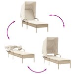 vidaXL Chaise longue avec auvent beige résine tressée