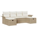 vidaXL Ensemble de canapé de jardin 6 pièces avec coussins beige en rotin poly