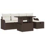 Ensemble de Sofa de Jardin 6 Pièces avec Coussins Marron Poly Rattan