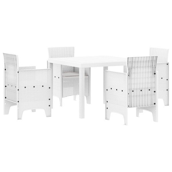 vidaXL Ensemble de salle à manger de jardin 5 pièces avec coussins en poly rotin blanc