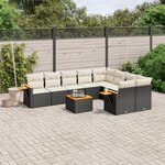 vidaXL Salon de jardin 10 Pièces avec coussins noir résine tressée