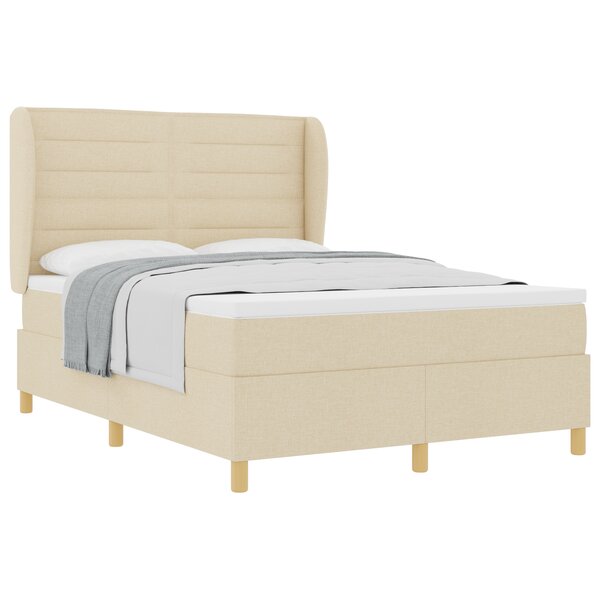 Lit à ressorts vidaXL avec matelas Crème 140x200 cm Tissu
