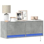 vidaXL Meuble TV mural avec lumières LED gris béton 100x31x35 cm