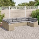 vidaXL Ensemble de 10 Pièces de Canapé de Jardin avec Coussins Beige Poly Rattan