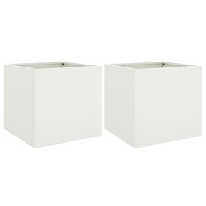 vidaXL Jardinières 2 Pièces blanc 49x47x46 cm acier laminé à froid
