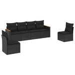 vidaXL Salon de jardin 6 Pièces avec coussins noir résine tressée