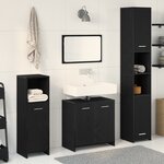vidaXL Set de meubles de salle de bain 4 pièces chêne noir en bois d'ingénierie