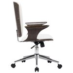 Chaise fauteuil siège pivotante de bureau informatique étude similicuir et bois courbé blanc 02_0024087