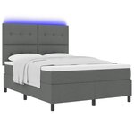 vidaXL Lit à Sommier avec Matelas & LED Gris Foncé 160x200 cm Tissu