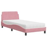 vidaXL Lit avec matelas rose 90x200 cm velours
