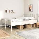 vidaXL Cadre de lit métal sans matelas et pied de lit blanc 180x200 cm