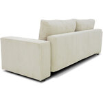 Canapé convertible 3 places tissu velours côtelé beige à coffre de rangement - 239 x 86 x Hauteur 85 cm