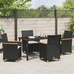 vidaXL Ensemble de salle à manger de jardin de 5 pièces avec coussins Noir Rattan Poly