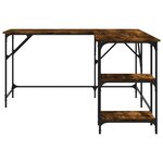 Bureau table poste de travail meuble d'ordinateur informatique étude chêne fumé 139 x 139 x 75 cm bois d'ingénierie brun 02_0023575