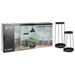 H&S Collection Support de pot de fleurs 2 Pièces métal noir