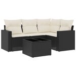 vidaXL Salon de jardin 5 Pièces avec coussins noir résine tressée