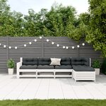 vidaXL Salon de jardin 5 Pièces avec coussins blanc bois massif de pin