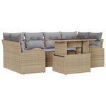 vidaXL Ensemble de canapé de jardin 7 pièces avec coussins beige en rattan poly