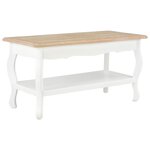 vidaXL Table basse Blanc et marron 87 5x42x44 cm Bois de pin massif