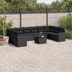 vidaXL Salon de jardin 11 Pièces avec coussins noir résine tressée
