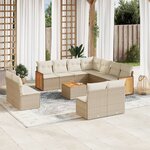 vidaXL Salon de jardin avec coussins 12 Pièces beige résine tressée