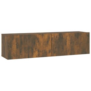 vidaXL Armoire murale TV Chêne fumé 120x30x30 cm Bois d'ingénierie