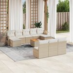 vidaXL Salon de jardin 11 Pièces avec coussins beige résine tressée