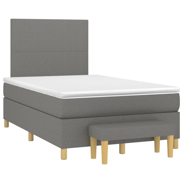 vidaXL Sommier à lattes de lit avec matelas gris foncé 120x190cm tissu
