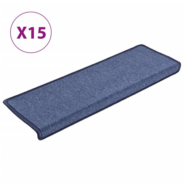 vidaXL Tapis d'escalier 15 Pièces 65x21x4 cm Bleu