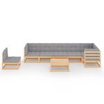 Salon de jardin meuble d'extérieur ensemble de mobilier 8 pièces avec coussins bois de pin massif 02_0017504
