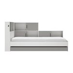Lit enfant avec rangements - blanc et gris - 90 x 200 cm