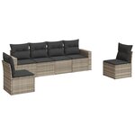 vidaXL Salon de jardin 6 Pièces avec coussins gris clair résine tressée