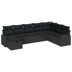 vidaXL Set de canapés de jardin 8 pièces avec coussins Noir Poly Rattan