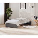 vidaXL Cadre de lit sans matelas gris bois massif 90x200 cm