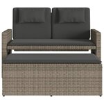 vidaXL Banc inclinable de jardin avec coussins gris résine tressée