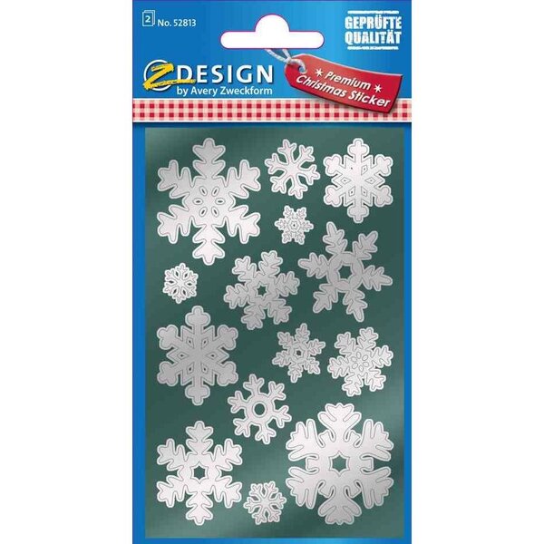 Zdesign etiquette noël flocon de neige 2 feuilles de 14 avery zweckform