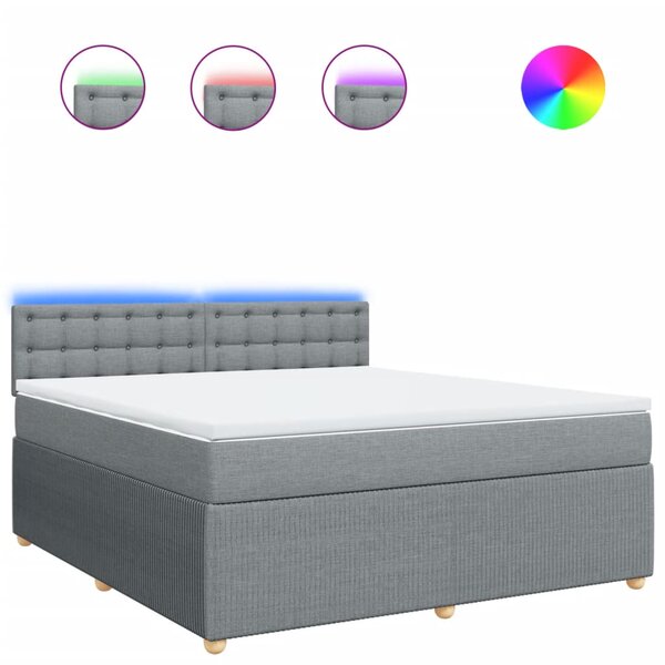 vidaXL Sommier à lattes de lit avec matelas Gris clair 180x200cm Tissu