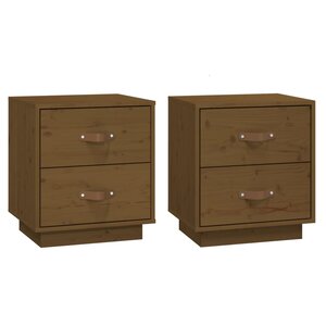  vidaXL Tables de chevet 2 Pièces Marron miel 40x34x45 cm Bois pin massif