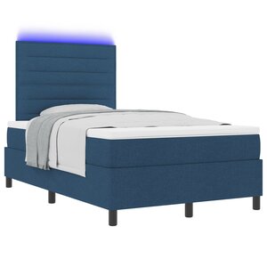 vidaXL Lit à ressort avec matelas et LED bleu 120x190 cm en tissu