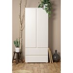 Armoire IMAGE7 - 2 portes + 2 tiroirs - Blanc Mat - 80 x 191 x 40 cm